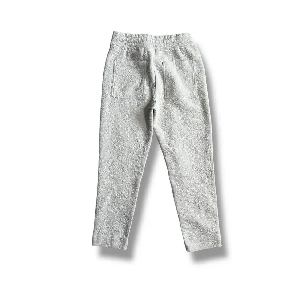 Club Monaco Cream Textured Floral Pull-on Drawstring Elastic Waist Pants Small